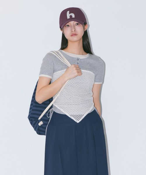 H LACE APPLIQUE CAP - 4 COLORS