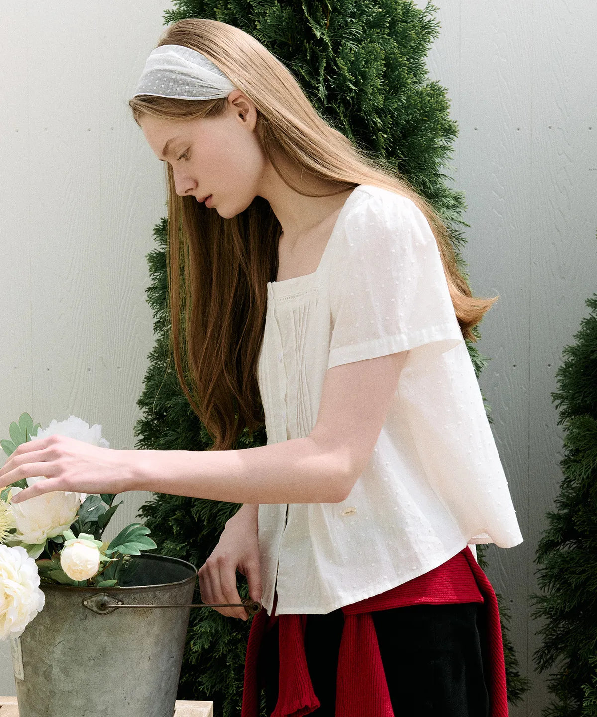 SQUARE NECK LACE BLOUSE - 2 colors #WONYOUNG同款!