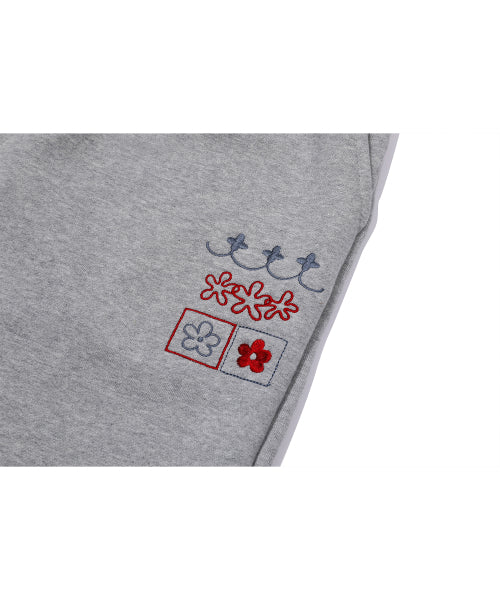STITCH EMBROIDERY SWEATPANTS - 2 COLORS MELANGE GREY
