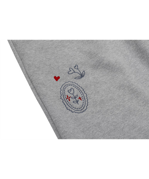 STITCH EMBROIDERY SWEATPANTS - 2 COLORS MELANGE GREY