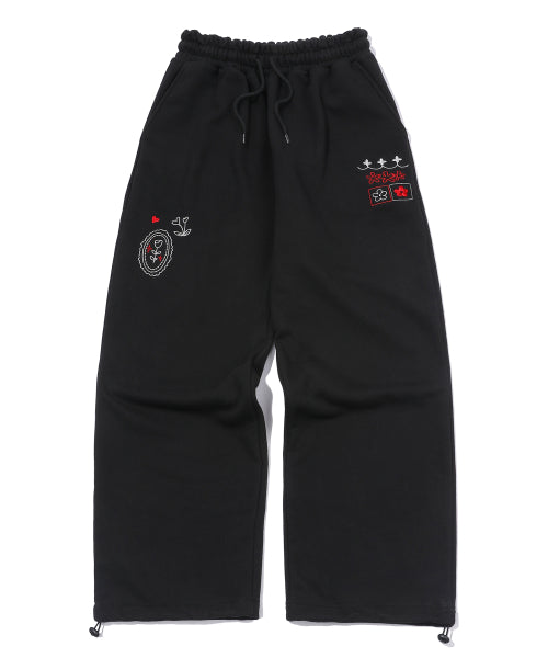 STITCH EMBROIDERY SWEATPANTS - 2 COLORS BLACK