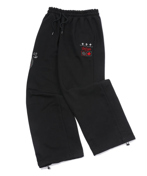 STITCH EMBROIDERY SWEATPANTS - 2 COLORS BLACK