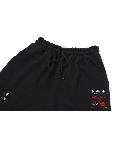 STITCH EMBROIDERY SWEATPANTS - 2 COLORS BLACK