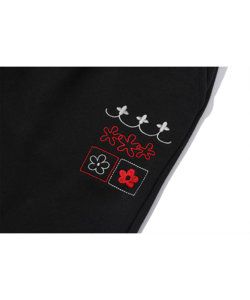 STITCH EMBROIDERY SWEATPANTS - 2 COLORS BLACK