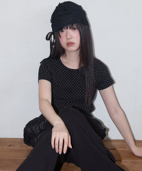 FRILL LAYERED DOT F25QB128 - 2 COLORS BLACK
