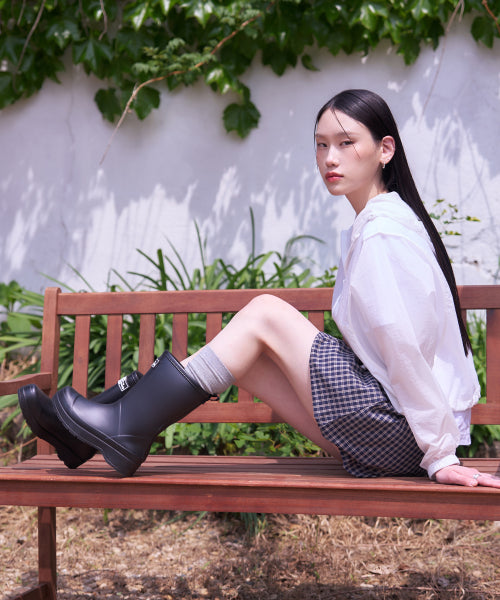 PLATFORM MIDDLE RAIN BOOTS HELEN BLACK