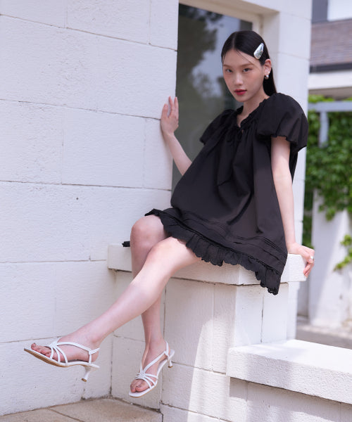 STRAP MULE SANDAL KITTEN HEEL WHITE