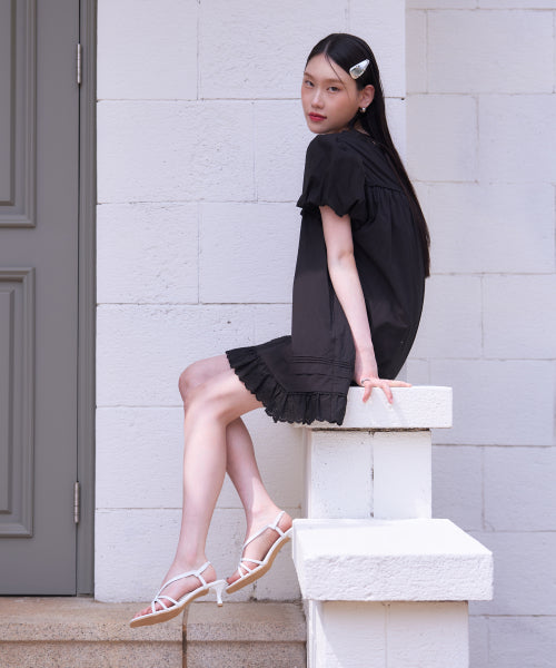 STRAP MULE SANDAL KITTEN HEEL WHITE
