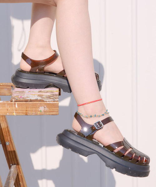 GLAIR PLATFORM FISHERMAN SANDALS - 8 COLORS BLACK