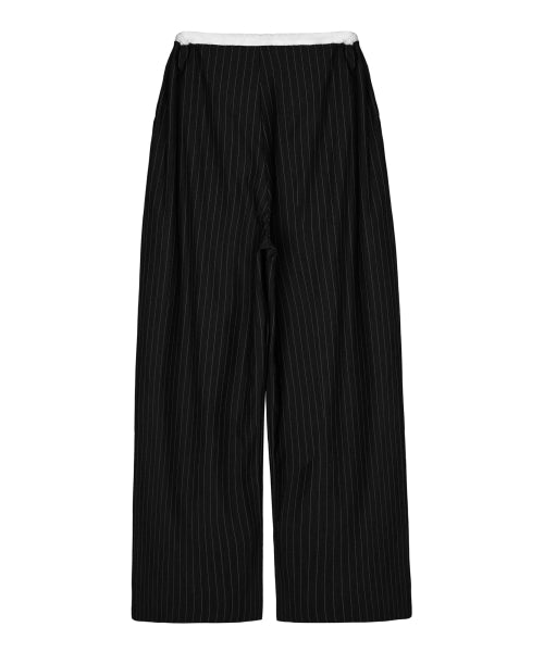 STRIPE LAYERED PINTUCK SLACKS #徐睿知同款! - 2 COLORS BLACK