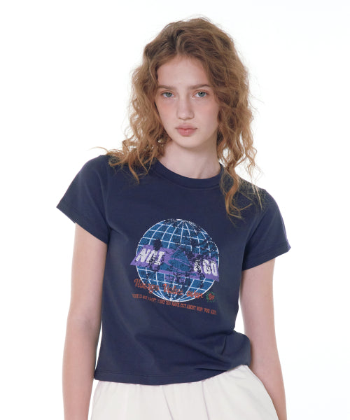 EARTH PRINT T-SHIRT - 2 COLORS NAVY