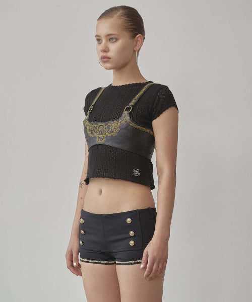 EYELET KNIT TEE BABY - 4 COLORS BLACK