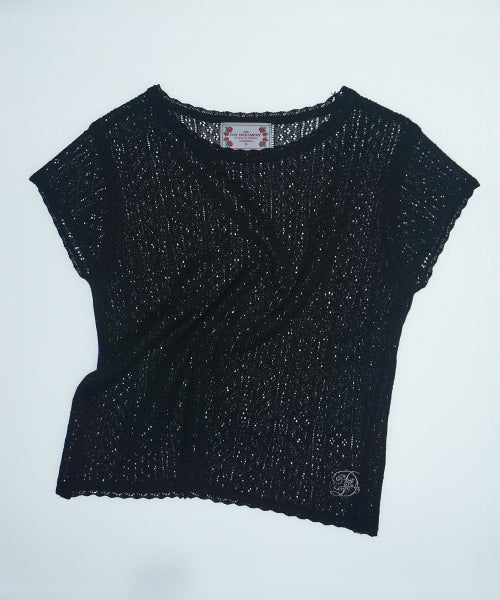 EYELET KNIT TEE BABY - 4 COLORS BLACK