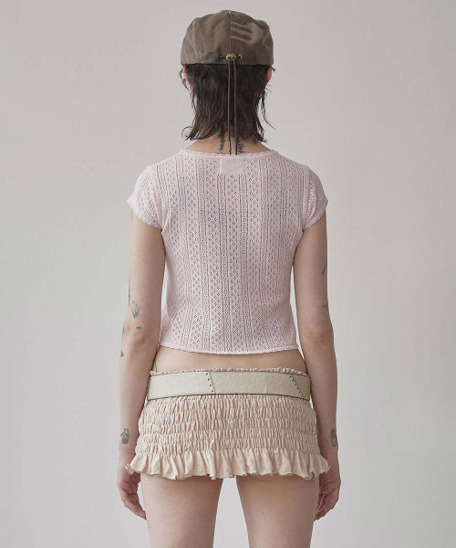 EYELET KNIT TEE BABY - 4 COLORS BABY PINK