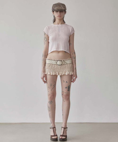 EYELET KNIT TEE BABY - 4 COLORS BABY PINK