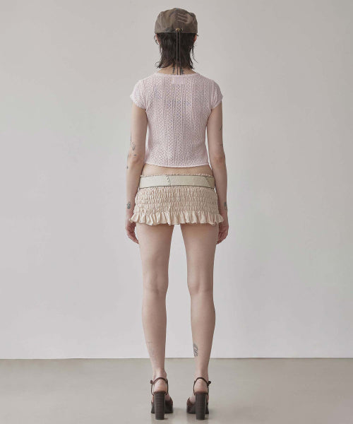 EYELET KNIT TEE BABY - 4 COLORS BABY PINK