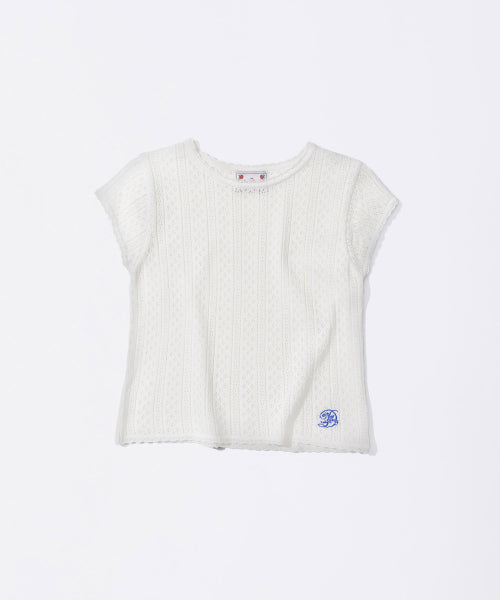 EYELET KNIT TEE BABY - 4 COLORS IVORY
