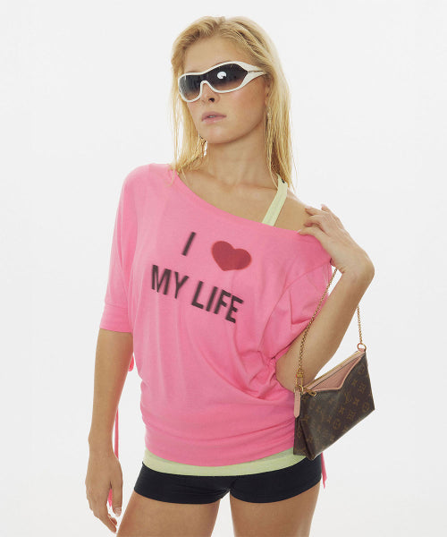 TIE SLEEVE TEE - 3 COLORS CORAL