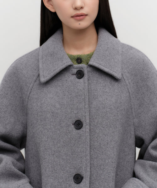 WOMENS CASHMERE BLEND HALF BALMACAAN COAT #韓韶禧同款! - 6 COLORS GREY