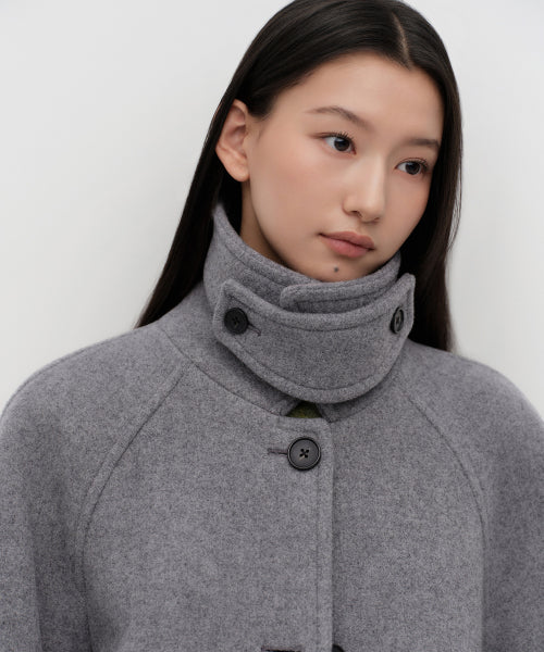 WOMENS CASHMERE BLEND HALF BALMACAAN COAT #韓韶禧同款! - 6 COLORS GREY