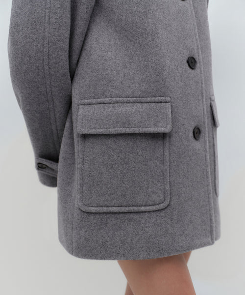 WOMENS CASHMERE BLEND HALF BALMACAAN COAT #韓韶禧同款! - 6 COLORS GREY