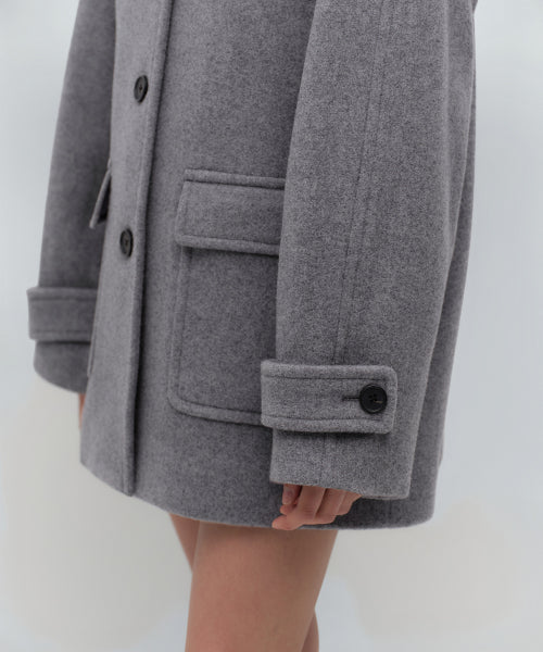 WOMENS CASHMERE BLEND HALF BALMACAAN COAT #韓韶禧同款! - 6 COLORS GREY
