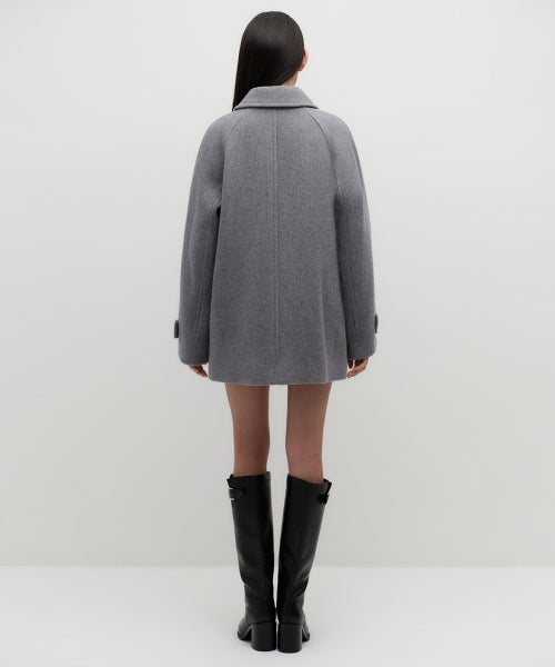 WOMENS CASHMERE BLEND HALF BALMACAAN COAT #韓韶禧同款! - 6 COLORS GREY