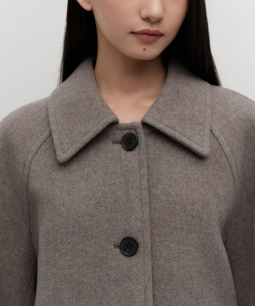 WOMENS CASHMERE BLEND HALF BALMACAAN COAT #韓韶禧同款! - 6 COLORS TAUPE