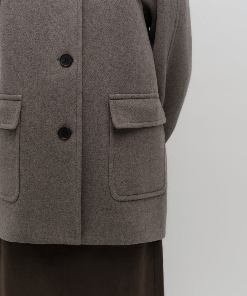 WOMENS CASHMERE BLEND HALF BALMACAAN COAT #韓韶禧同款! - 6 COLORS TAUPE