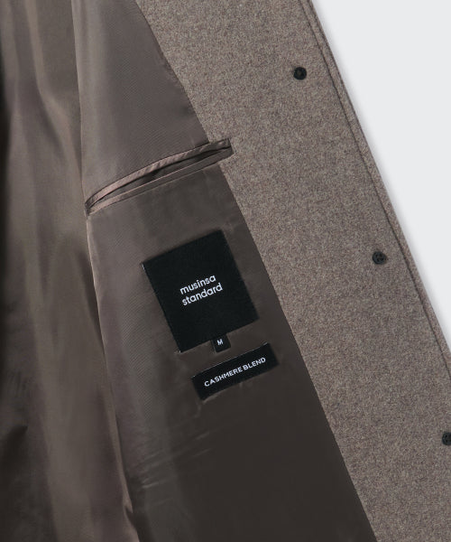 WOMENS CASHMERE BLEND HALF BALMACAAN COAT #韓韶禧同款! - 6 COLORS TAUPE