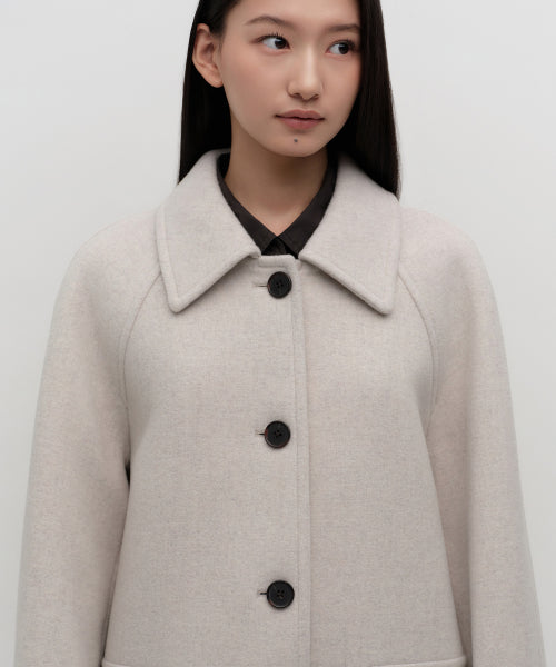 WOMENS CASHMERE BLEND HALF BALMACAAN COAT #韓韶禧同款! - 6 COLORS OATMEAL