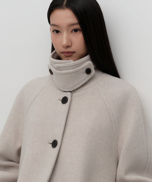 WOMENS CASHMERE BLEND HALF BALMACAAN COAT #韓韶禧同款! - 6 COLORS OATMEAL