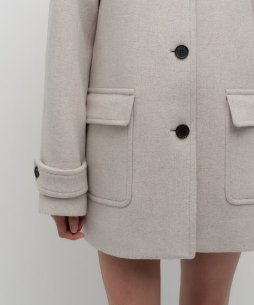 WOMENS CASHMERE BLEND HALF BALMACAAN COAT #韓韶禧同款! - 6 COLORS OATMEAL
