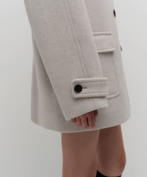 WOMENS CASHMERE BLEND HALF BALMACAAN COAT #韓韶禧同款! - 6 COLORS OATMEAL