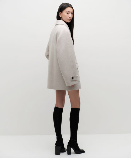 WOMENS CASHMERE BLEND HALF BALMACAAN COAT #韓韶禧同款! - 6 COLORS OATMEAL