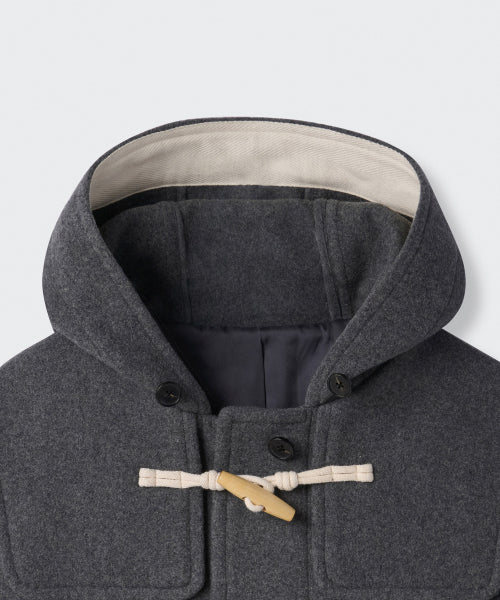 WOMENS WOOL BLEND SHORT DUFFLE COAT #韓韶禧同款! - 3 COLORS GREY