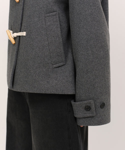 WOMENS WOOL BLEND SHORT DUFFLE COAT #韓韶禧同款! - 3 COLORS GREY