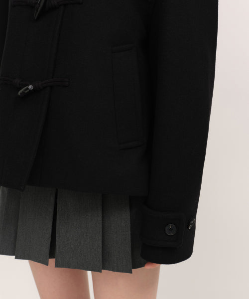 WOMENS WOOL BLEND SHORT DUFFLE COAT #韓韶禧同款! - 3 COLORS BLACK
