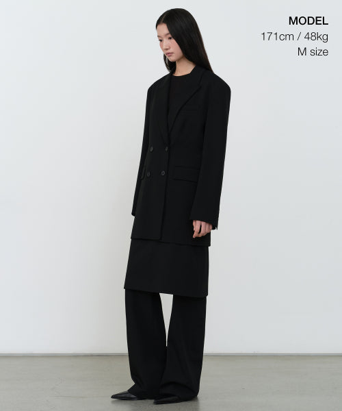 WOMENS DOUBLE BREASTED LONG BLAZER #韓韶禧同款! - 2 COLORS BLACK