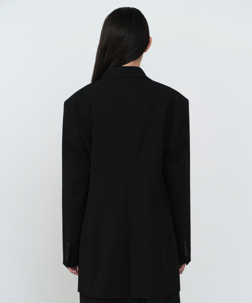 WOMENS DOUBLE BREASTED LONG BLAZER #韓韶禧同款! - 2 COLORS BLACK