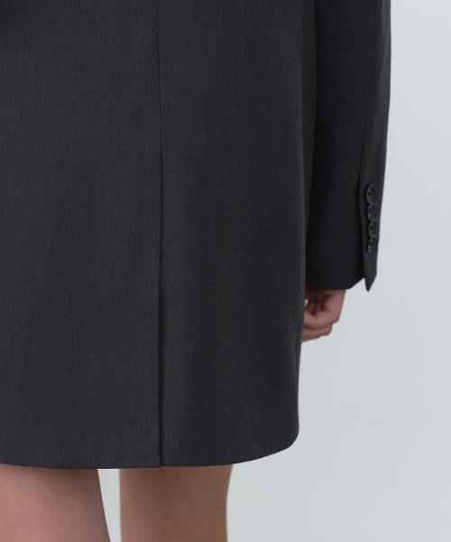 WOMENS DOUBLE BREASTED LONG BLAZER #韓韶禧同款! - 2 COLORS GREY