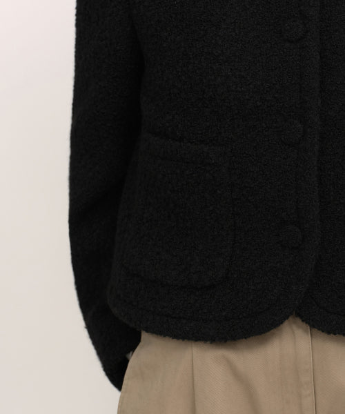 WOMENS WOOL BLEND BOUCLE TWEED JACKET #韓韶禧同款! - 3 COLORS BLACK