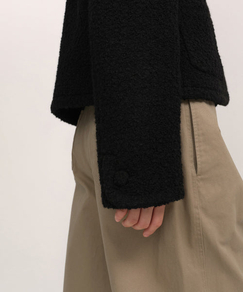WOMENS WOOL BLEND BOUCLE TWEED JACKET #韓韶禧同款! - 3 COLORS BLACK