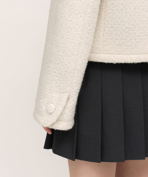 WOMENS WOOL BLEND BOUCLE TWEED JACKET #韓韶禧同款! - 3 COLORS CREAM