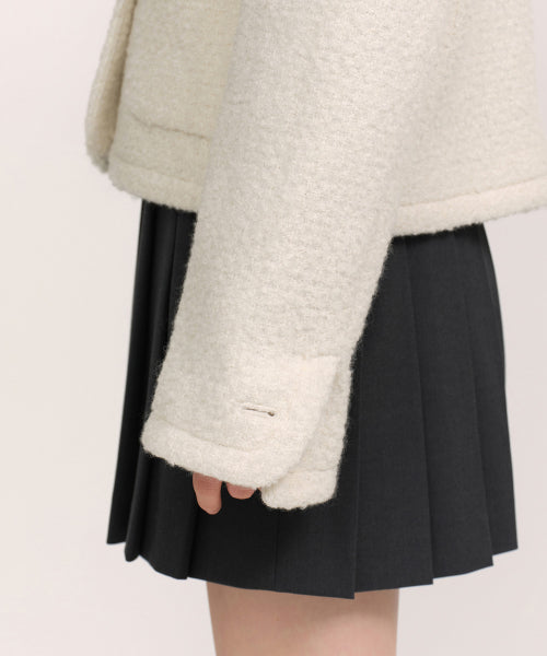 WOMENS WOOL BLEND BOUCLE TWEED JACKET #韓韶禧同款! - 3 COLORS CREAM