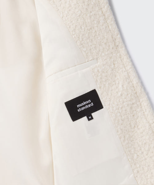 WOMENS WOOL BLEND BOUCLE TWEED JACKET #韓韶禧同款! - 3 COLORS CREAM