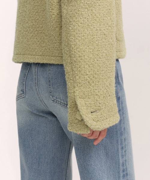 WOMENS WOOL BLEND BOUCLE TWEED JACKET #韓韶禧同款! - 3 COLORS KHAKI