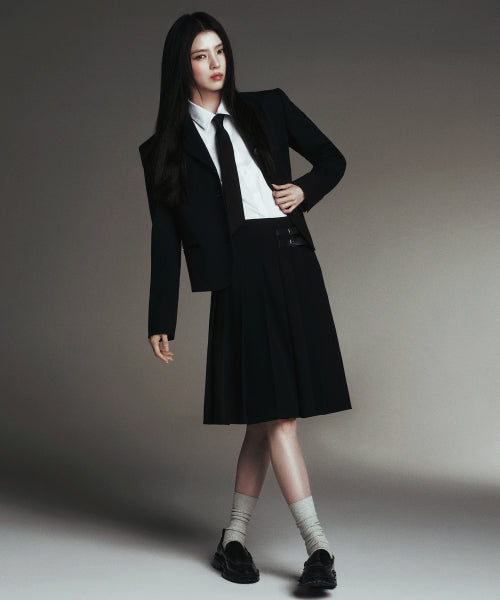 WOMENS 4-BUTTON SHORT BLAZER #韓韶禧同款! - 3 COLORS BLACK