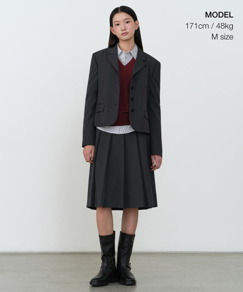 WOMENS 4-BUTTON SHORT BLAZER #韓韶禧同款! - 3 COLORS GREY
