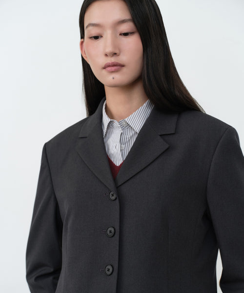 WOMENS 4-BUTTON SHORT BLAZER #韓韶禧同款! - 3 COLORS GREY
